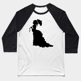 Victorian silhouette lady with a parasol Baseball T-Shirt